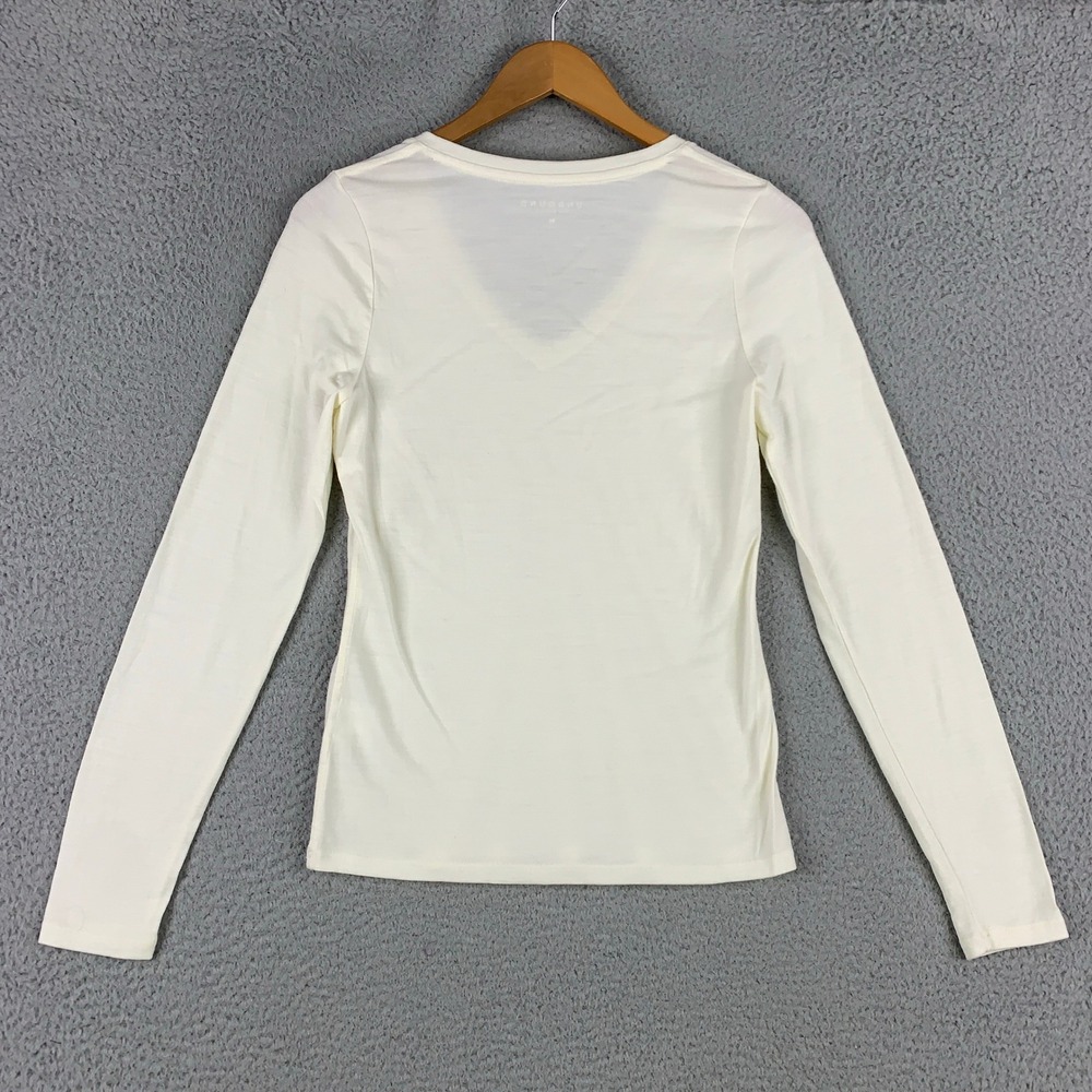 Unbound Merino Long Sleeve V-Neck T-Shirt Womens Medium M Ivory Cream Wool Layer - Picture 4 of 9